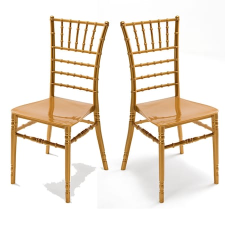 Rainbow Outdoor Tiffany Set of 2 Stackable Side chair w/cushion-Gold RBO-TIFFANY-GLD-SC-SET2
